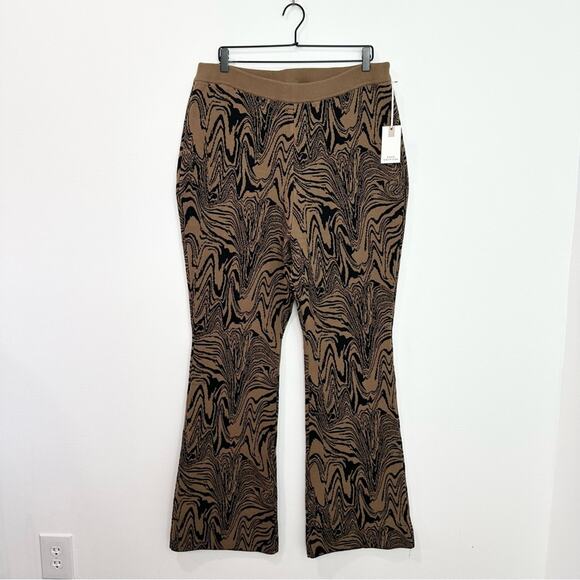 Good American Intarsia Flare Sweater Pants in Sepia Swirl NEW size 6 3X - Picture 2 of 8